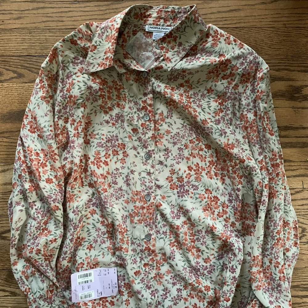 Flower Pattern Silk Blouse